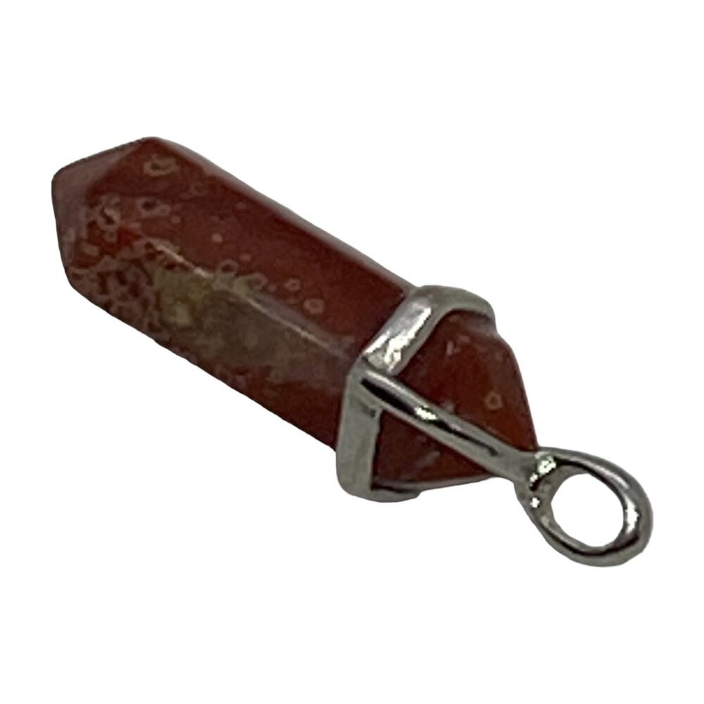 Crystal Quartz Gold Sand Pendant 1.75” Double Terminated Hexagonal Point Silver - Picture 10 of 16
